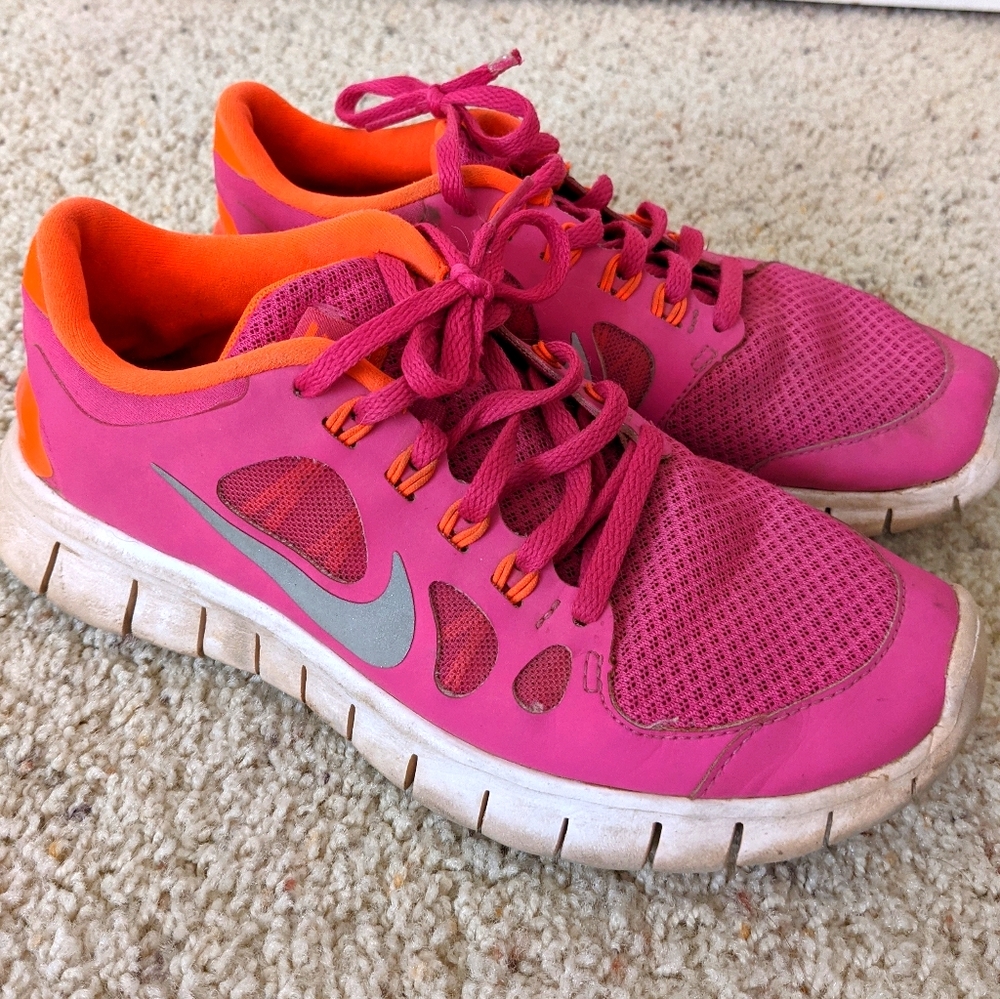 Pink and Orange Nike Airs, Size 5.5 /4Y